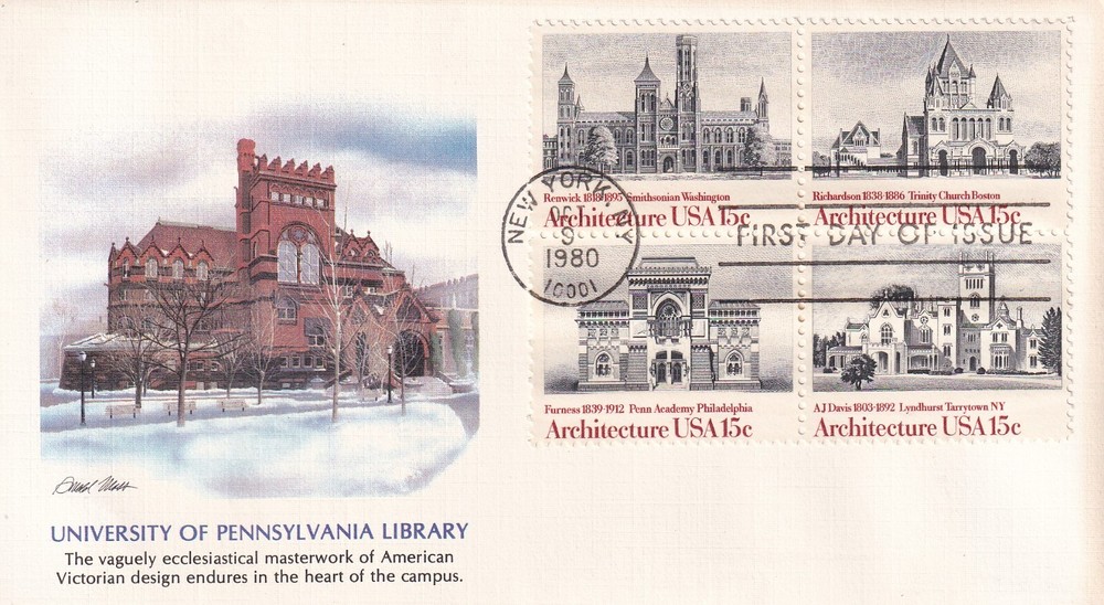 STAMP SCOTT 1841a "American Architecture Block Of 4" 15 CENT 1980 FDC - S