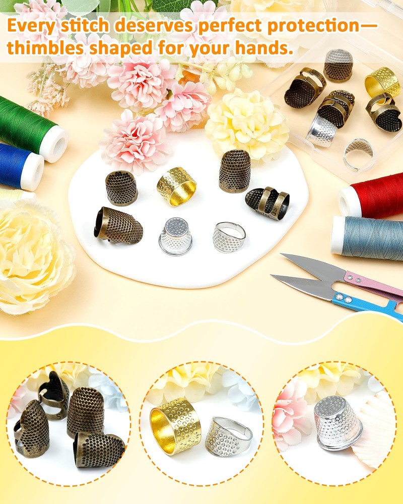 FIVEIZERO Thimble Kit– 7 PCS Sewing Thimbles Universal model, Multiple colors