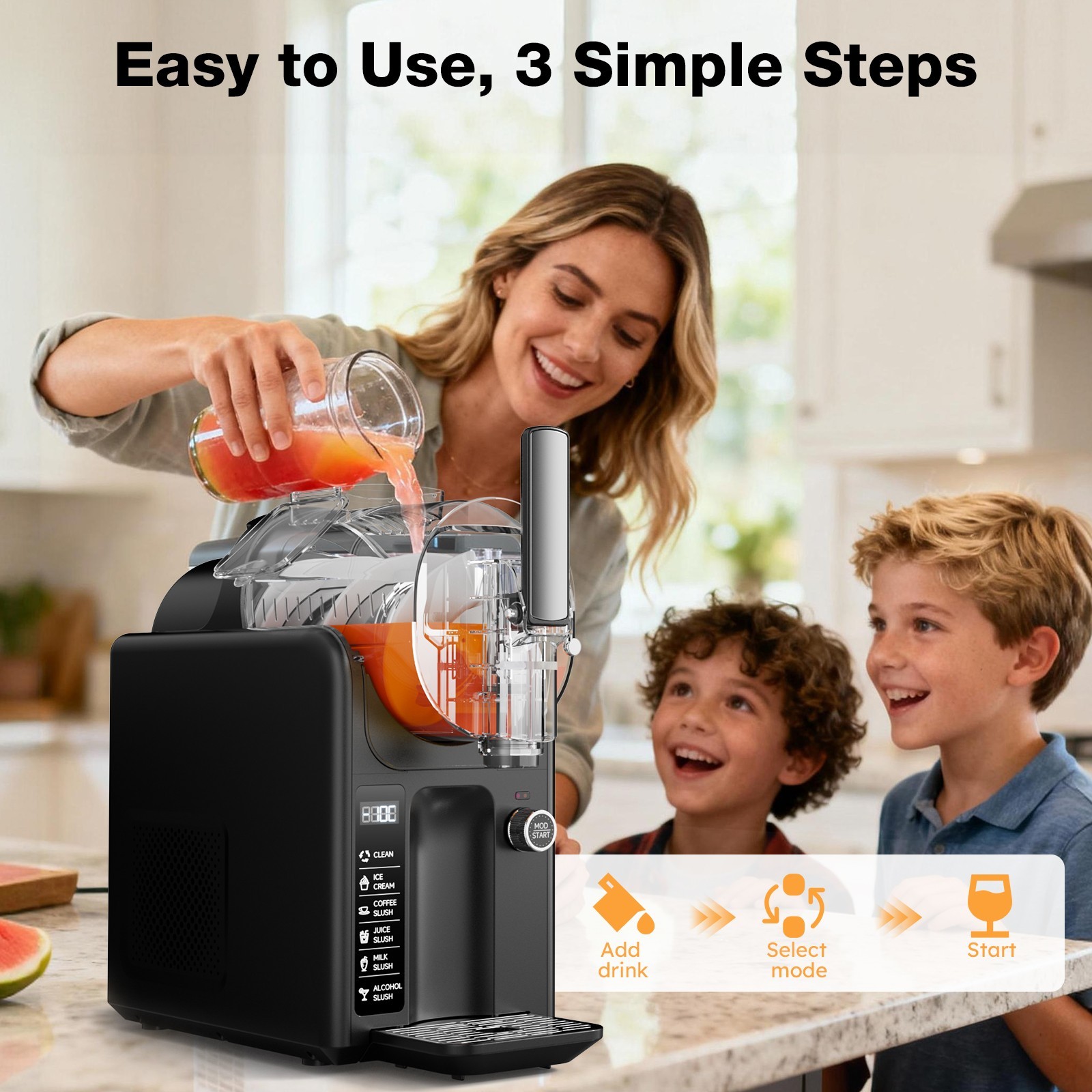 85oz Slushie Machine Margarita Smoothie Frozen Drink Slushy and Ice Cream Maker