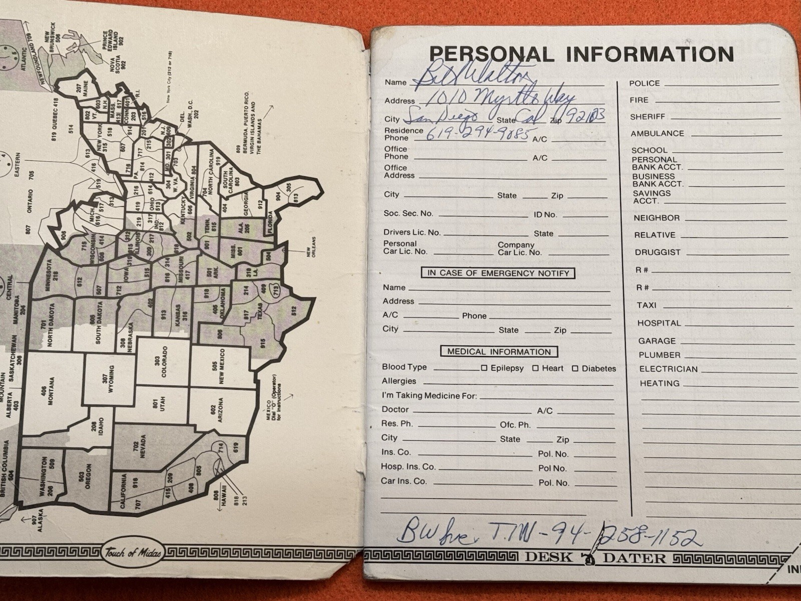 Bill Walton Personally Owned & Signed 1990-1991 Desk Calendar NBA NCAA