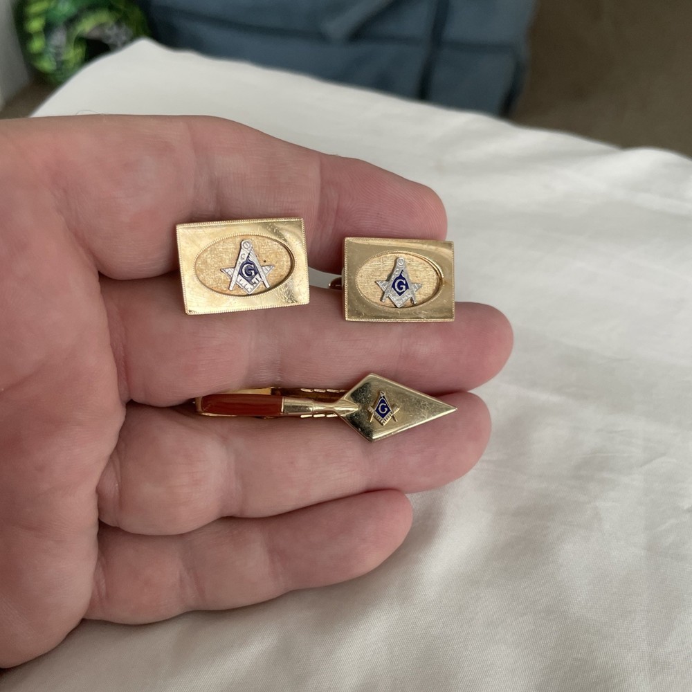Masonic Free Mason Tie Bar & Cufflinks
