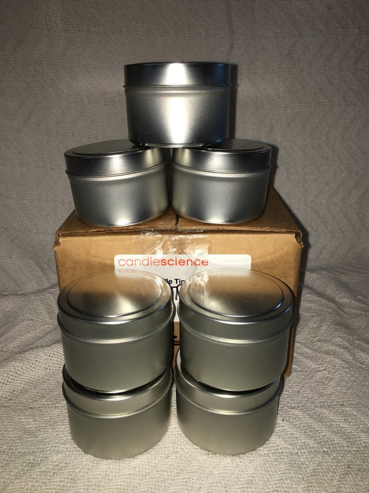 CandleScience - 4 oz. Candle Tin With Lid - Silver - 7 Count