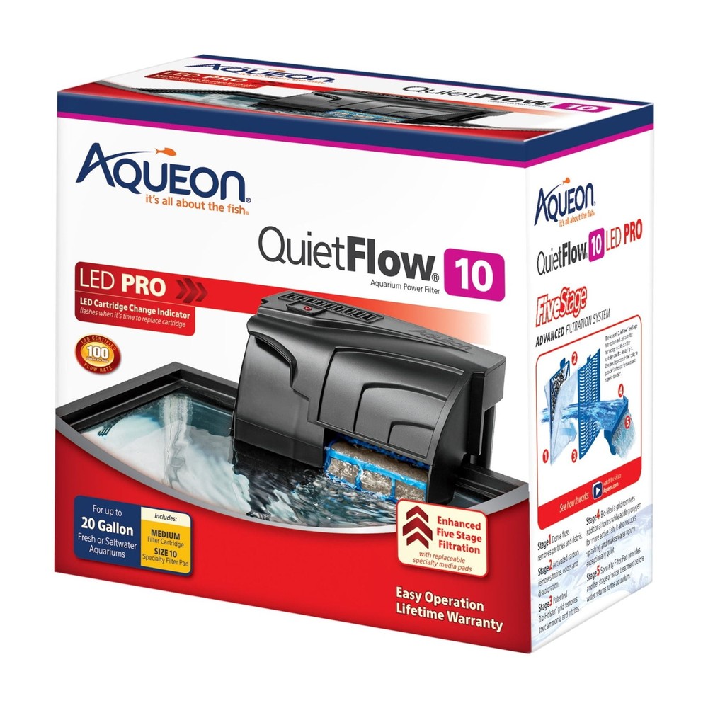 Aqueon QuietFlow LED PRO Aquarium Power Filter Size 10
