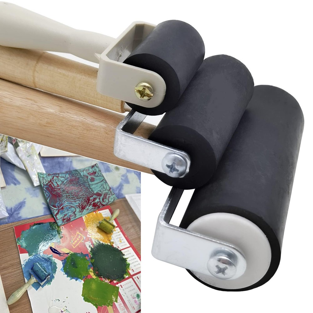 8 Pack Rubber Roller - Brayer Rollers with 3 Size for Crafting Brayer Rollers...