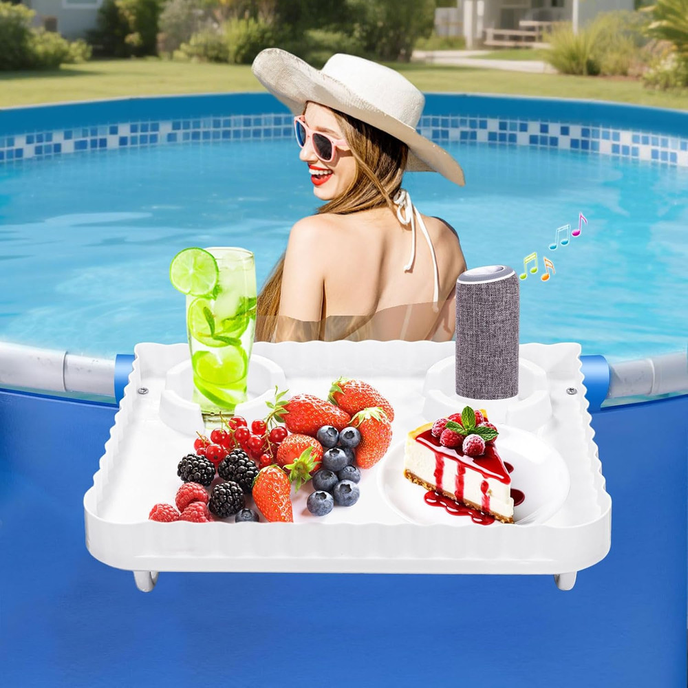 Above Ground Pool Bar & Poolside Serving Tray (White)