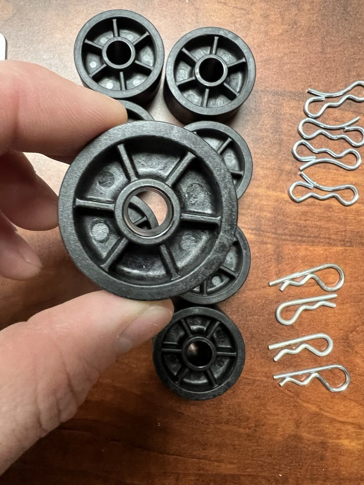 Adjustable Base Roller Guide Wheel & Pin Set plus hardware