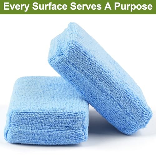 PCS Microfiber Applicator Pad, 4.7"x3.1" Scratch-Free Foam Buffing Scrub 8 Blue