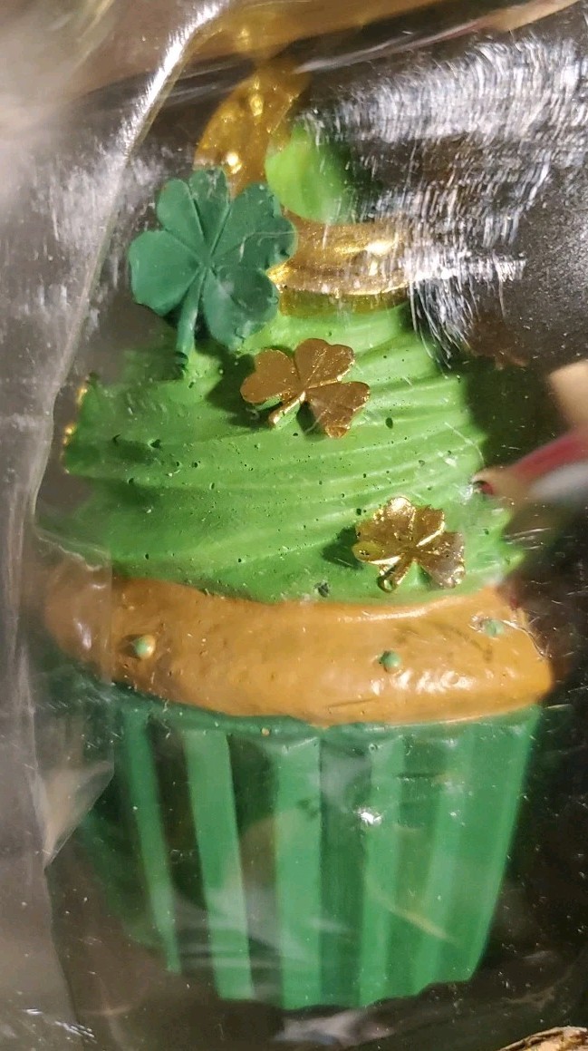 Cupcakes and Cashmere St. Patrick's Day Decor Set of 3 Frosted Cupcakes 4" Green