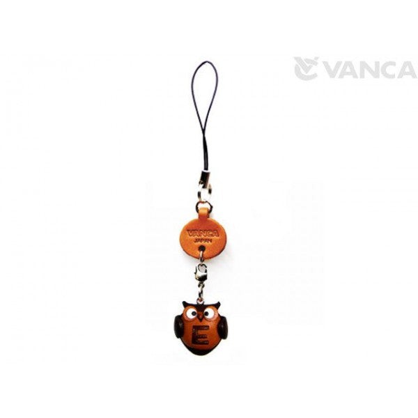 Owl E Leather Cellularphone Charm Alphabet
