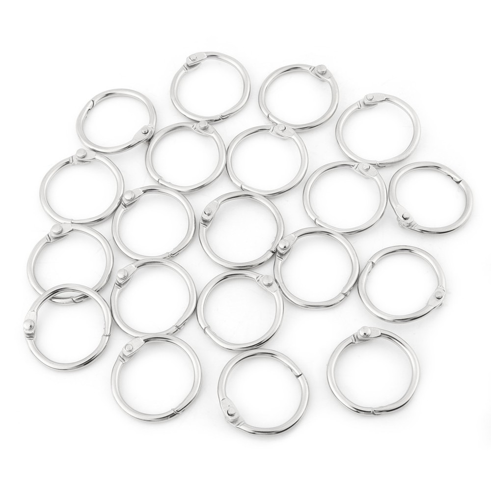 20PCS 30mm Hinged Ring Book Clip Split Key Rings