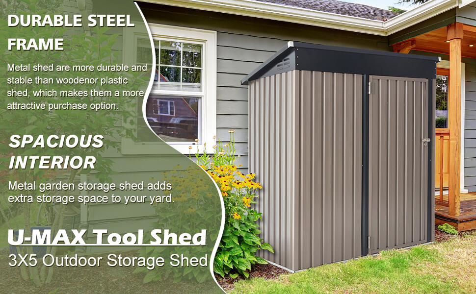 AECOJOY Outdoor Metal Storage Shed with Lockable Door