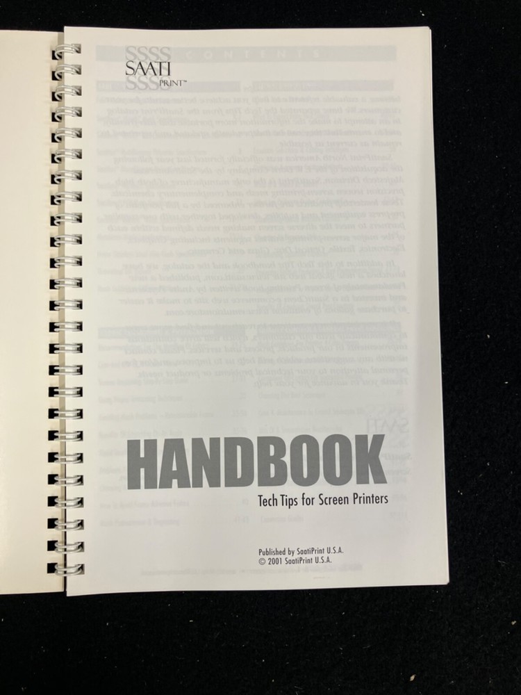 SCREEN PRINTERS HANDBOOK AND TECH TIPS, SAATI PRINT, 2001
