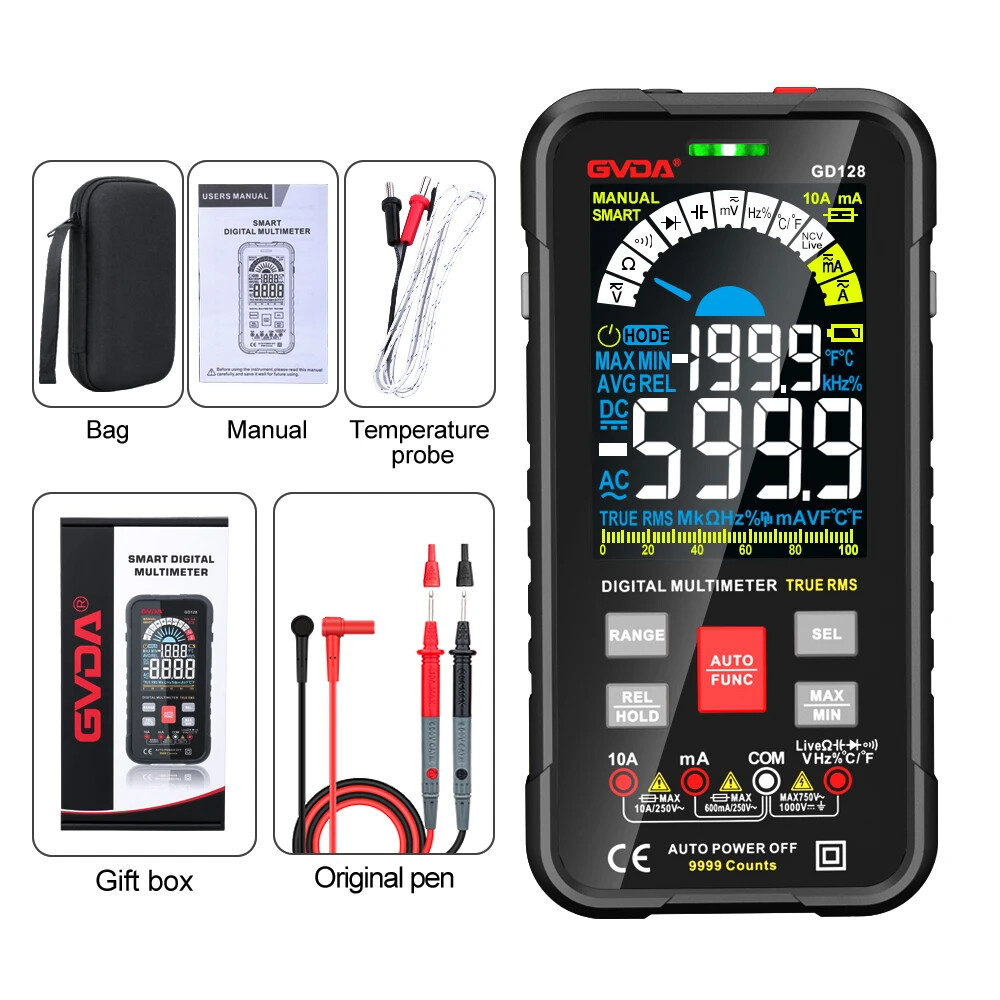 New 9999 Counts Digital Multimeter Smart Auto Range 1000V 10A Test Meter