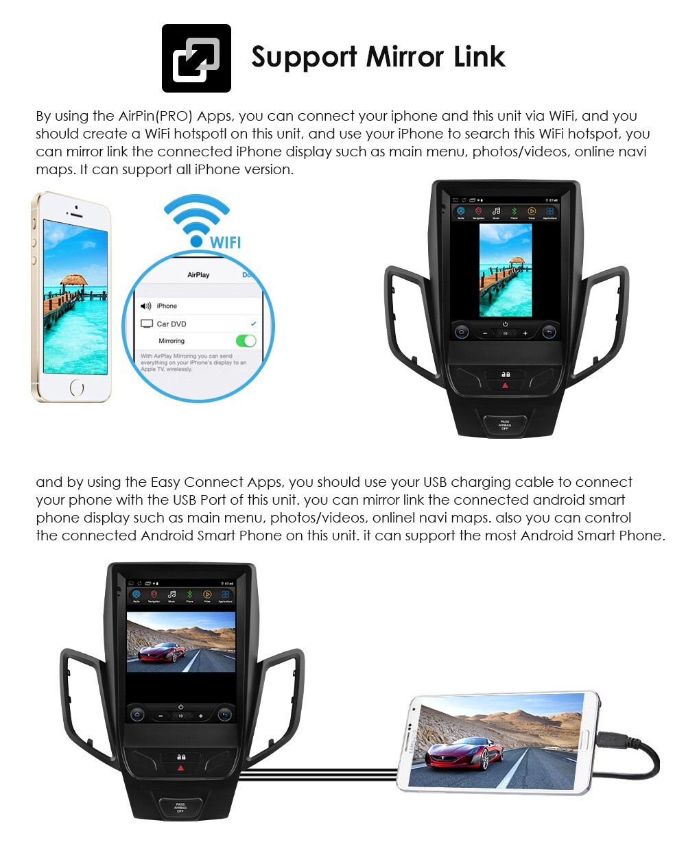 For 2009-2016 Ford Fiesta 9.7" Screen Stereo Radio Android 14 GPS Navi Carplay E