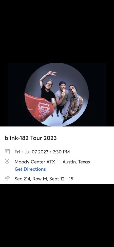 4 BLINK 182 Concert Tickets!