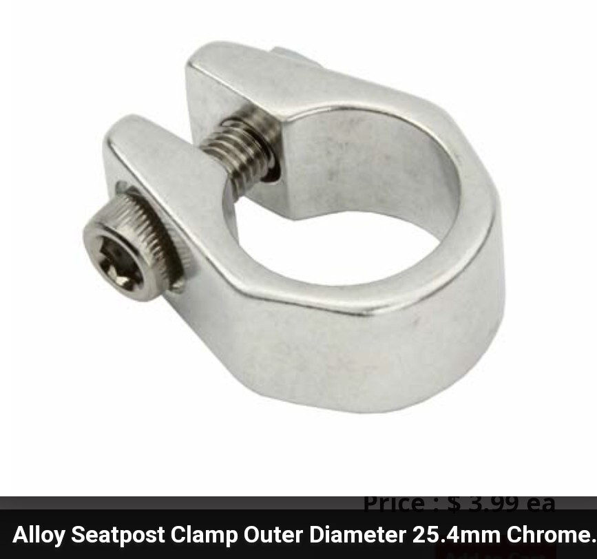 QUALITY SILVER ALLOY BICYCLE SEAT POST CLAMP OUTER DIAMETER 25.4MM