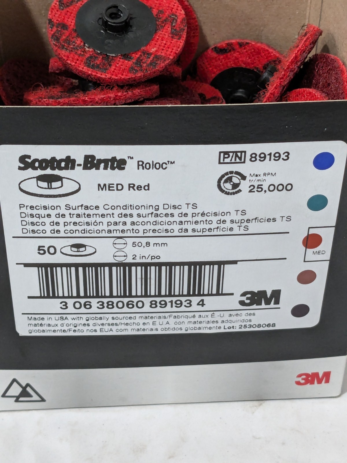 (50) 3M Quick-Change Disc: Roloc TS, 2" Dia, Premium Ceramic Alumina 7100264447