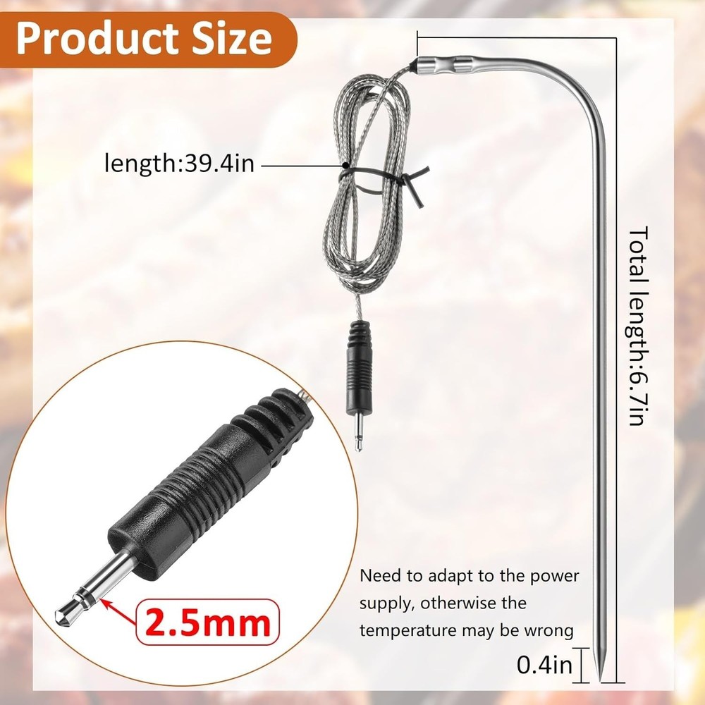 Meat Temperature Probe Replacement Stainless Steel Waterproof 3 Pack for Grills
