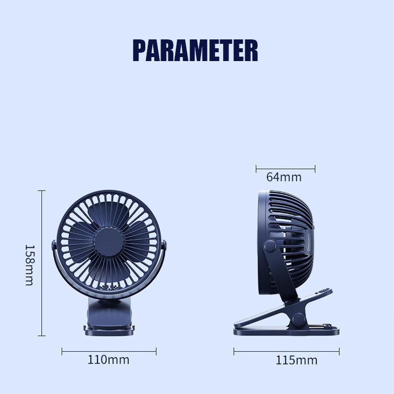 USB Rechargeable Mini Cooling Fan Clip On Desk Table Office Stroller Camping Gym