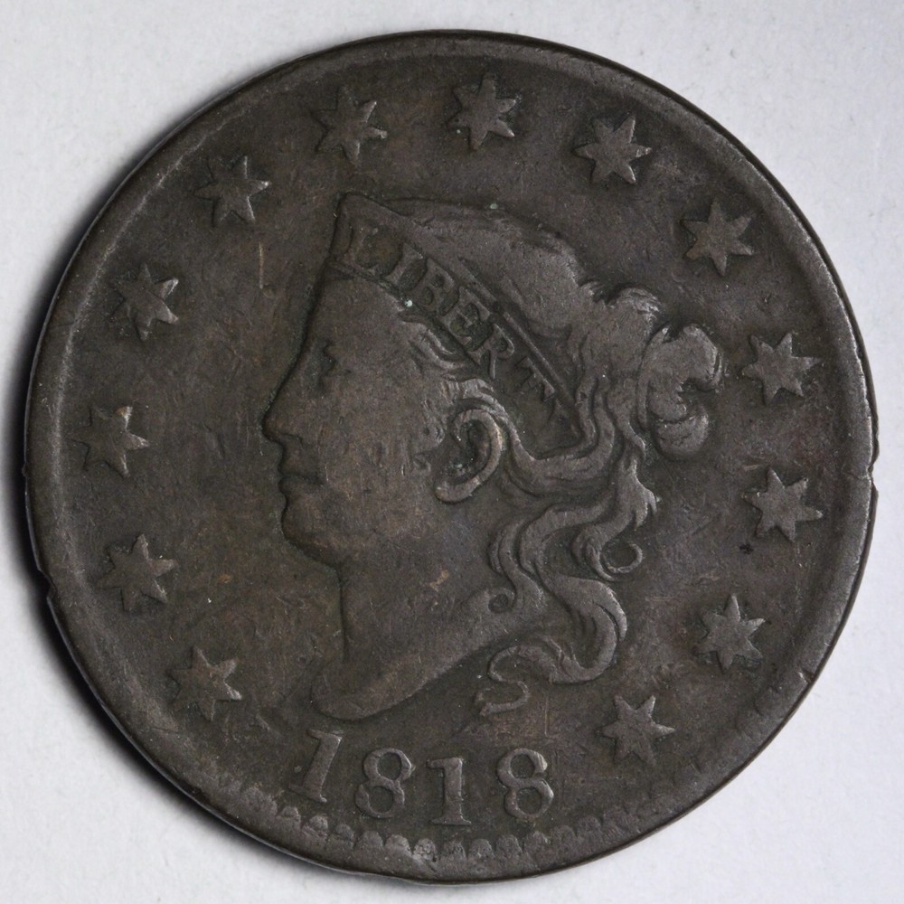 1818 Coronet Head Large Cent CHOICE FINE E103 STMX