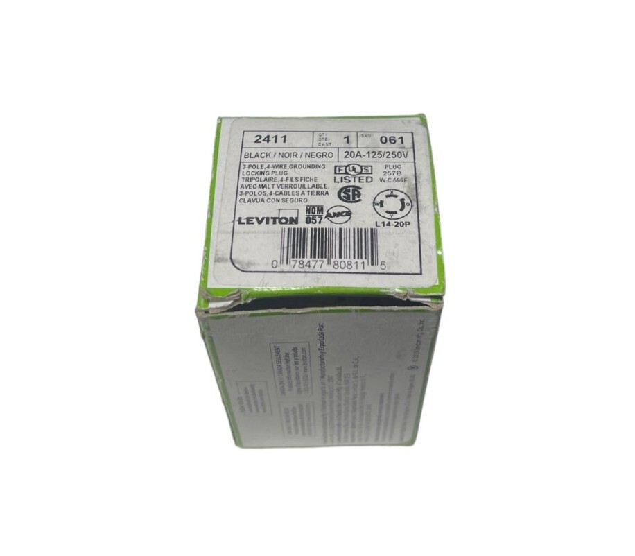 Leviton 2411, 3-Pole 4 Wire Grounding Locking Plug **SALE**
