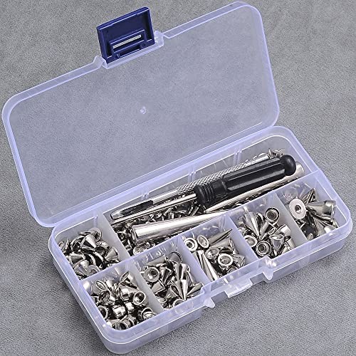 135 Sets Mixed Shape Spikes and Studs Assorted Sizes Cone Spikes Mixed 135Pcs