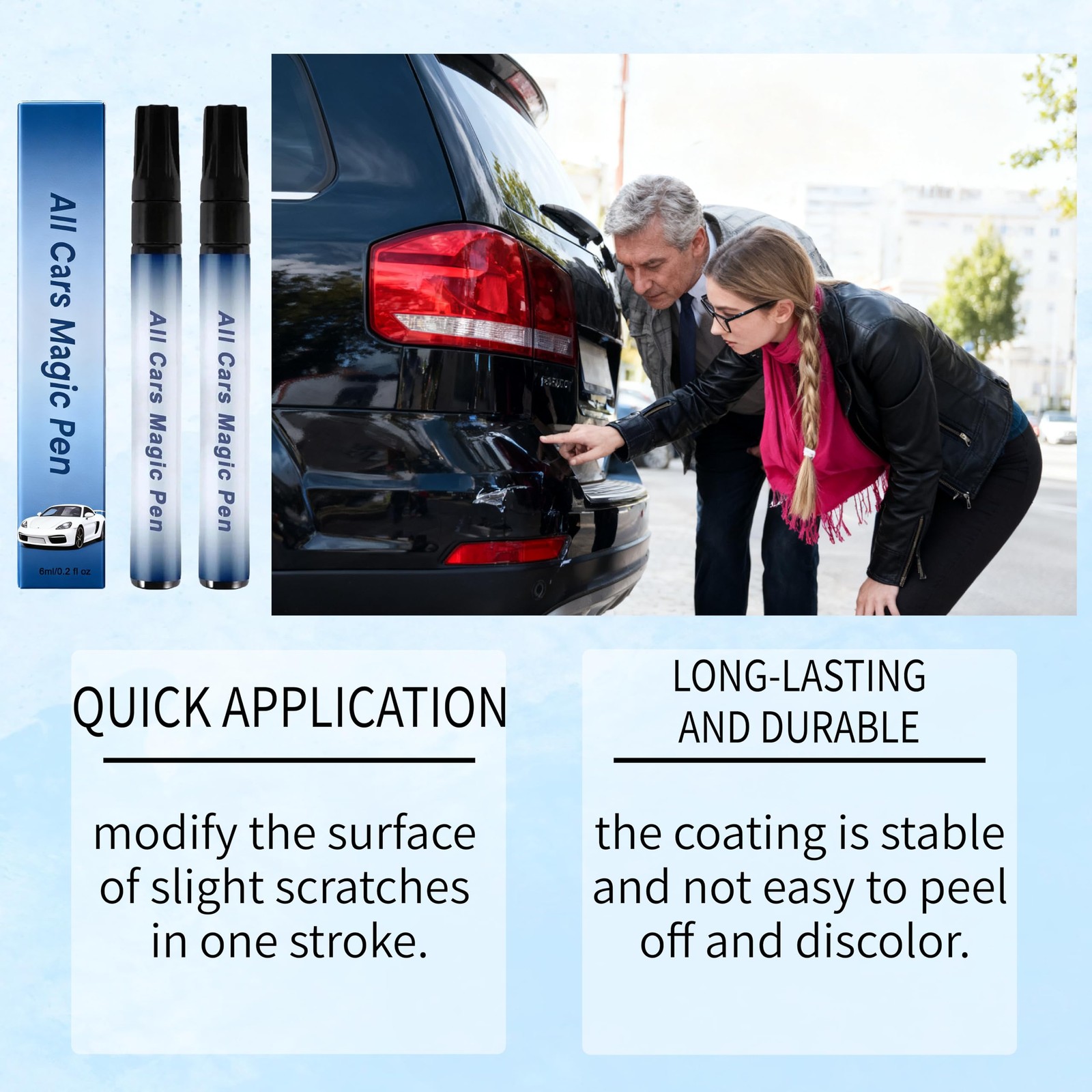 2 Pack All Cars Magic Pen Scratch Remover Clear Coat Repair Applicator Tool Set