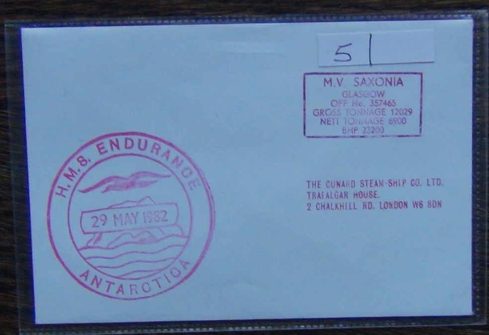 British Antarctic Territory 1982 HMS Endurance Antarctica Cachet