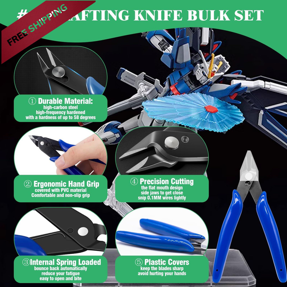 Yauhar 17Pcs Hobby Model Basic Tool Kit Contains Flush Pliers, Mini Silver