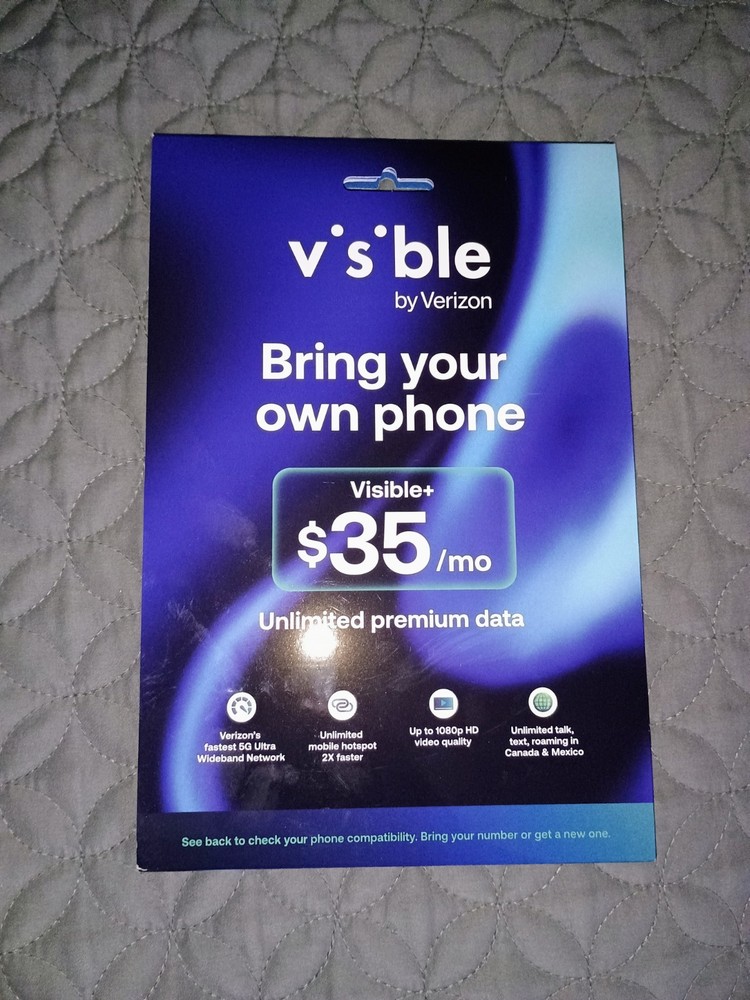 Try Visible by Verizon SIM card $35 Unlimited Data Talk Text
