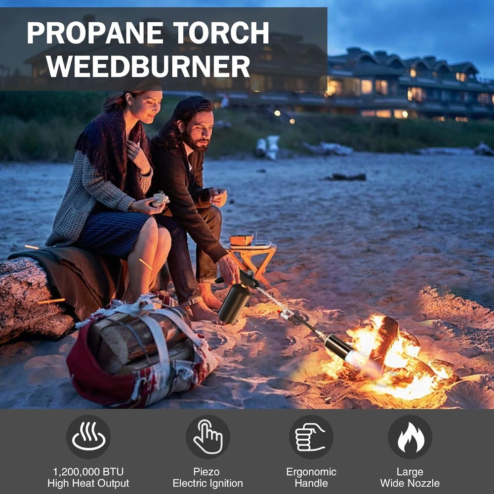 High-Powered 1200,000 BTU Propane Weed Torch with Flame Control & Long Arm