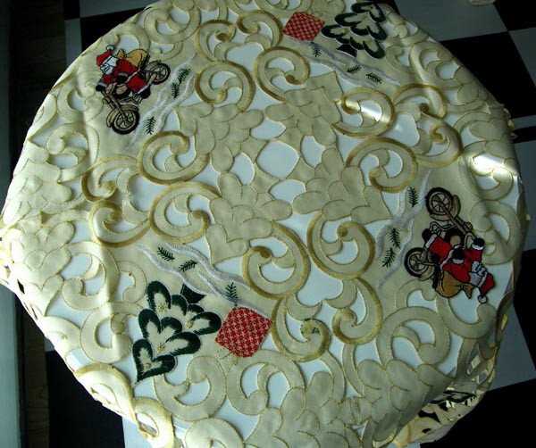 Gorgerous Beige Embroidered Polyester Square Tablecloth Xmas 33" Full Cutwork