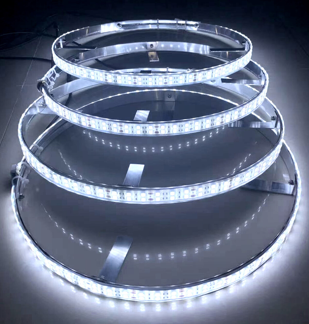 4x 15.5'' Pure White Double Row LED Wheel Rim Lights Truck Strobe Button Control
