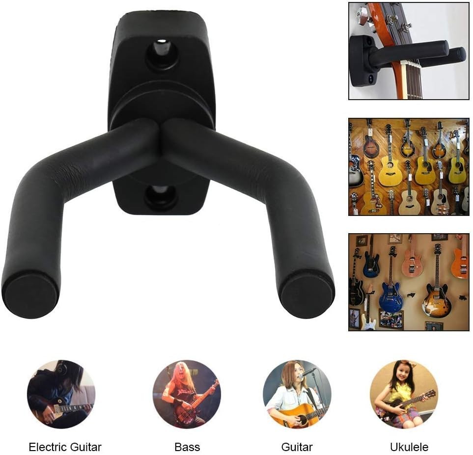 2-Pack Guitar Wall Mount Hangers - Adjustable, Non-Marring Wall Hooks for Gui...
