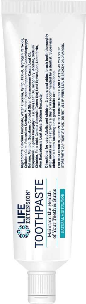 Life Extension NO-FLUORIDE Mint Toothpaste, 4 Oz (TWO-PACK)