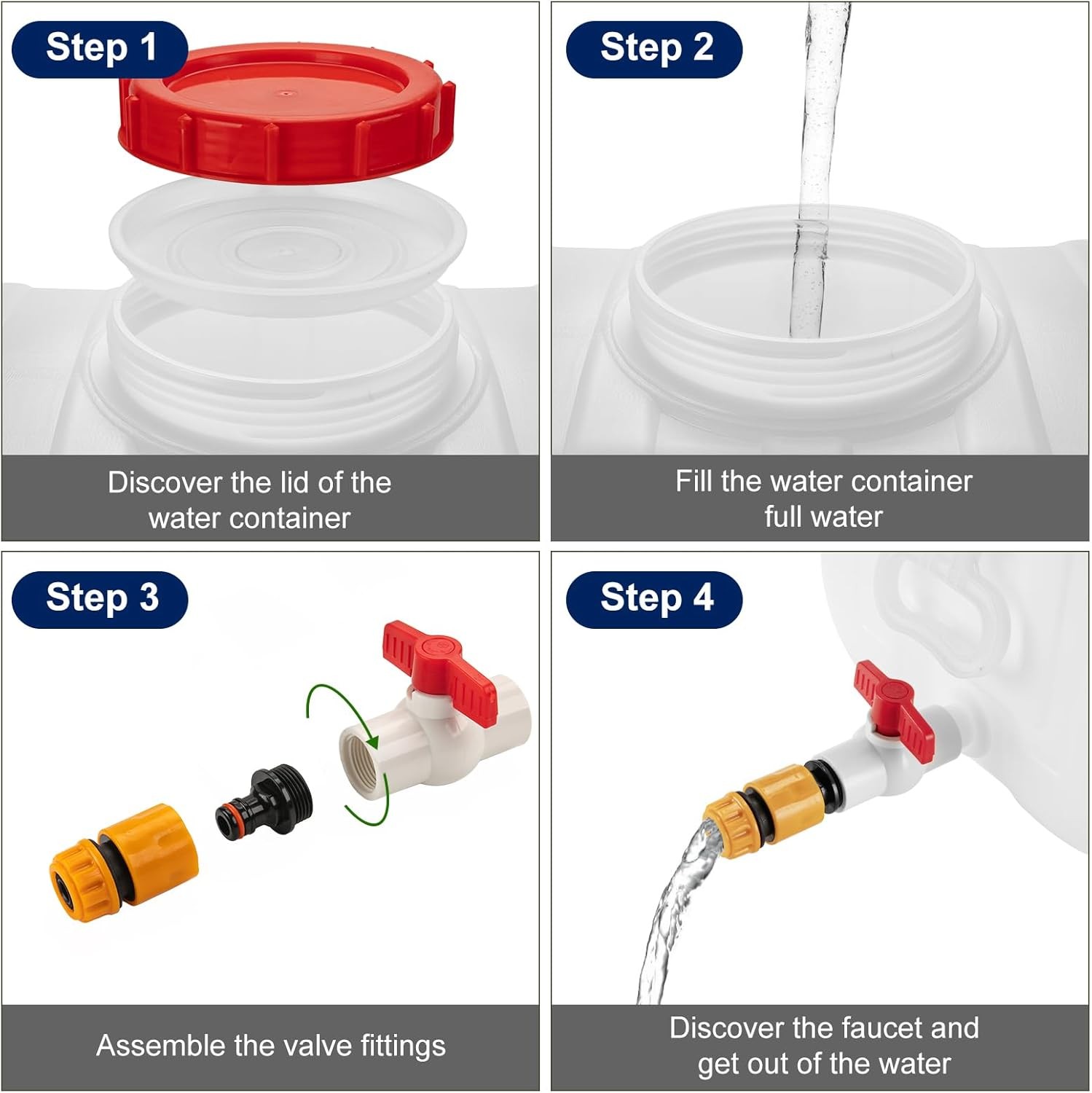 Water Storage Container for Camping, 6.6 Gallon Water Tank with Faucet, Portable