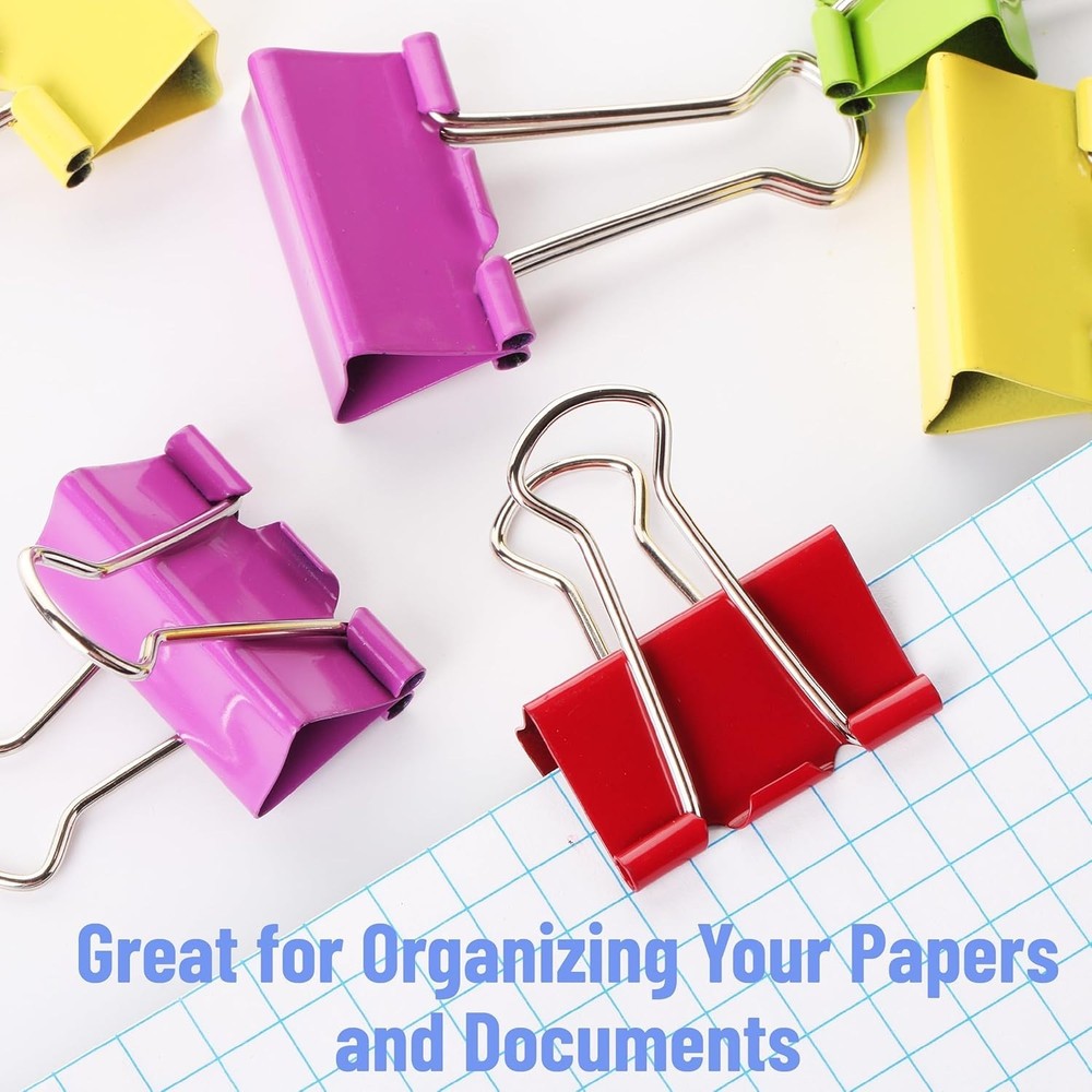 Colored Binder Clips, 1.25 inch, 25 Pack, Medium, Color Binder Clips Medium S...