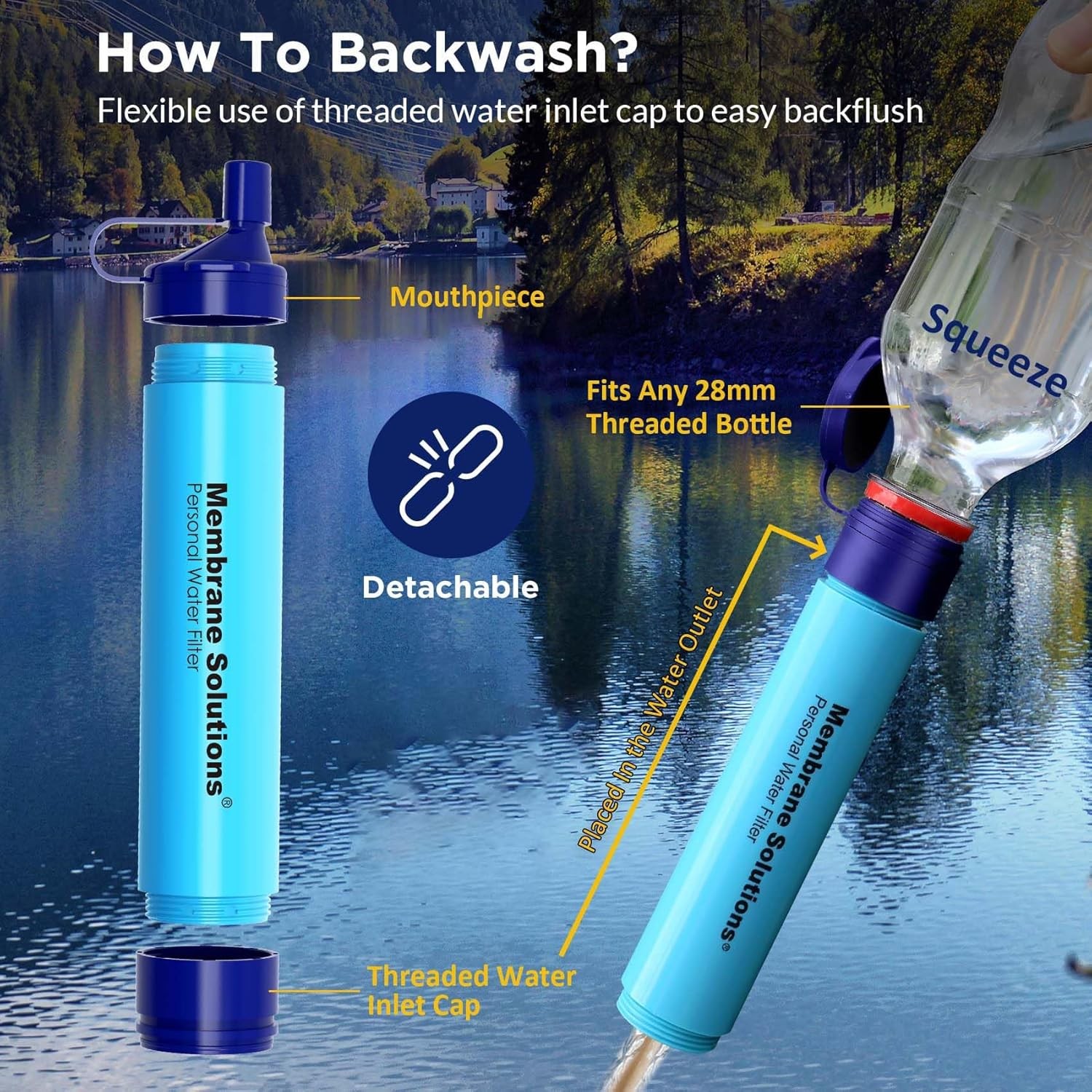 Portable Camping Hiking Emergency Life Survival Purifier Water Filter Straw Tool