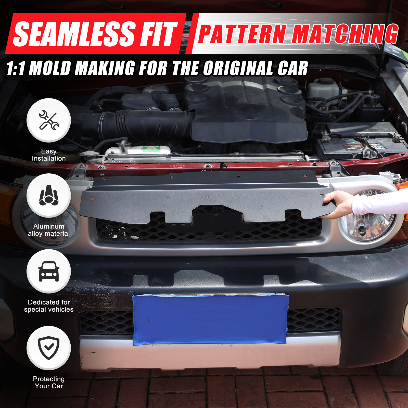 Aluminum Alloy Radiator Cooling Plate Black For Toyota FJ Cruiser 2007-2021 1PCS