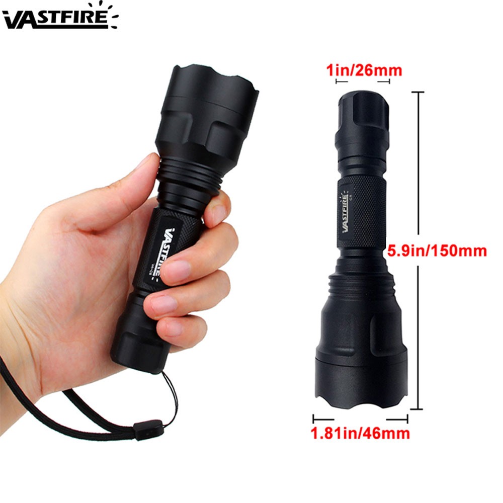 Strong LED Flashlight Camping Light Hunting Night Lamp Rechargeable Torch+Switch