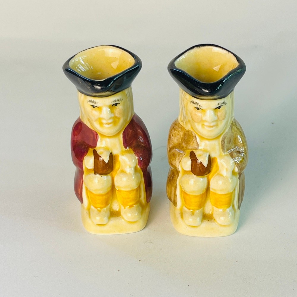 Vintage Mini Toby Ceramic Pitchers 2 3/4” Handcrafted by Wood