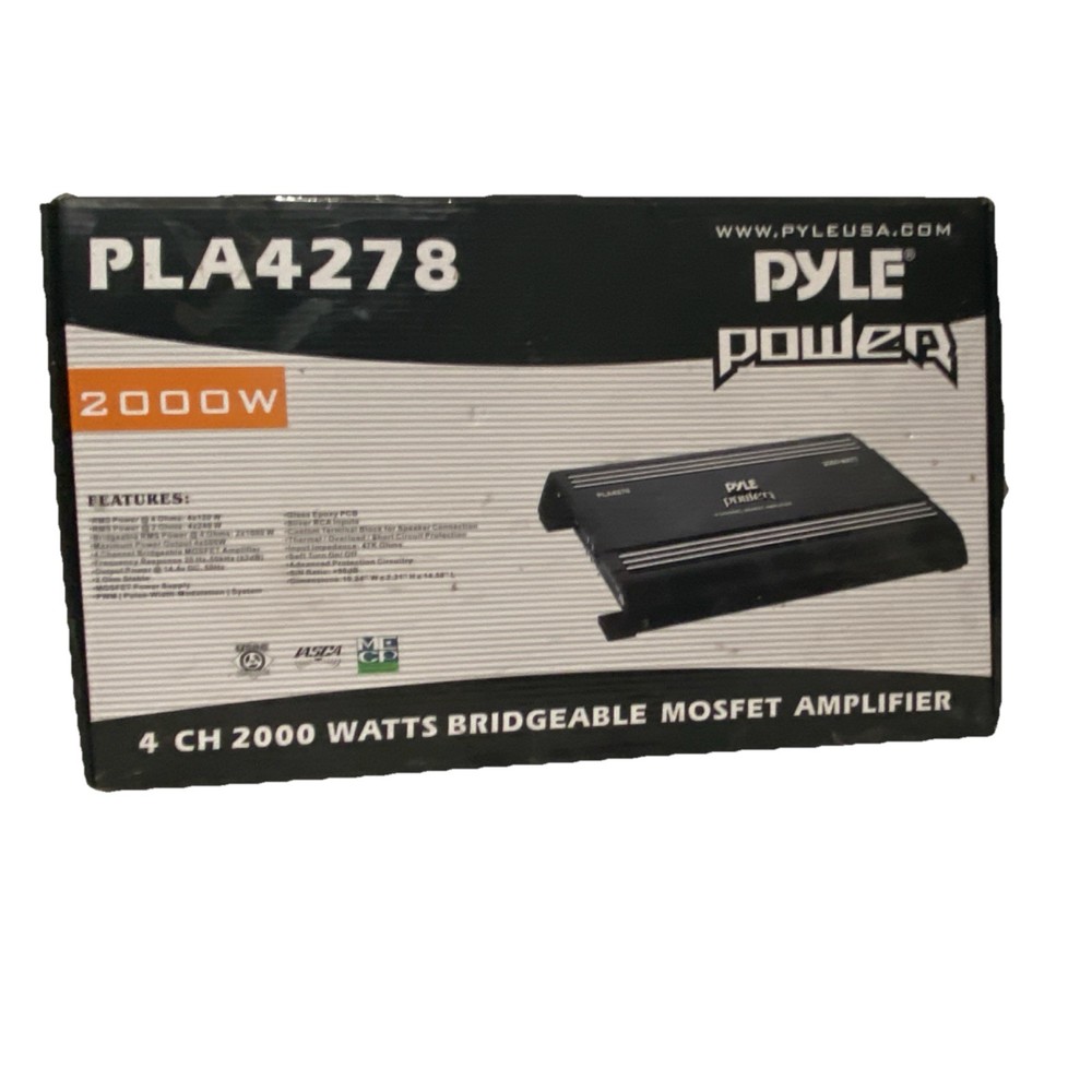 Pyle PLA4278 4 Channel 2000W RMS Bridgeable MOSFET Amplifier