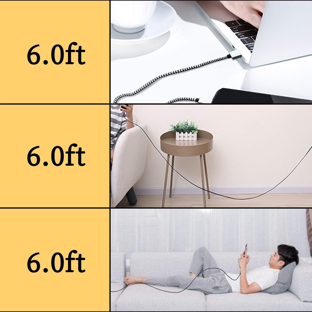USB Type c Cable, 5 Pack (6FT) Nylon Braided C Cables 3A Fast Charging