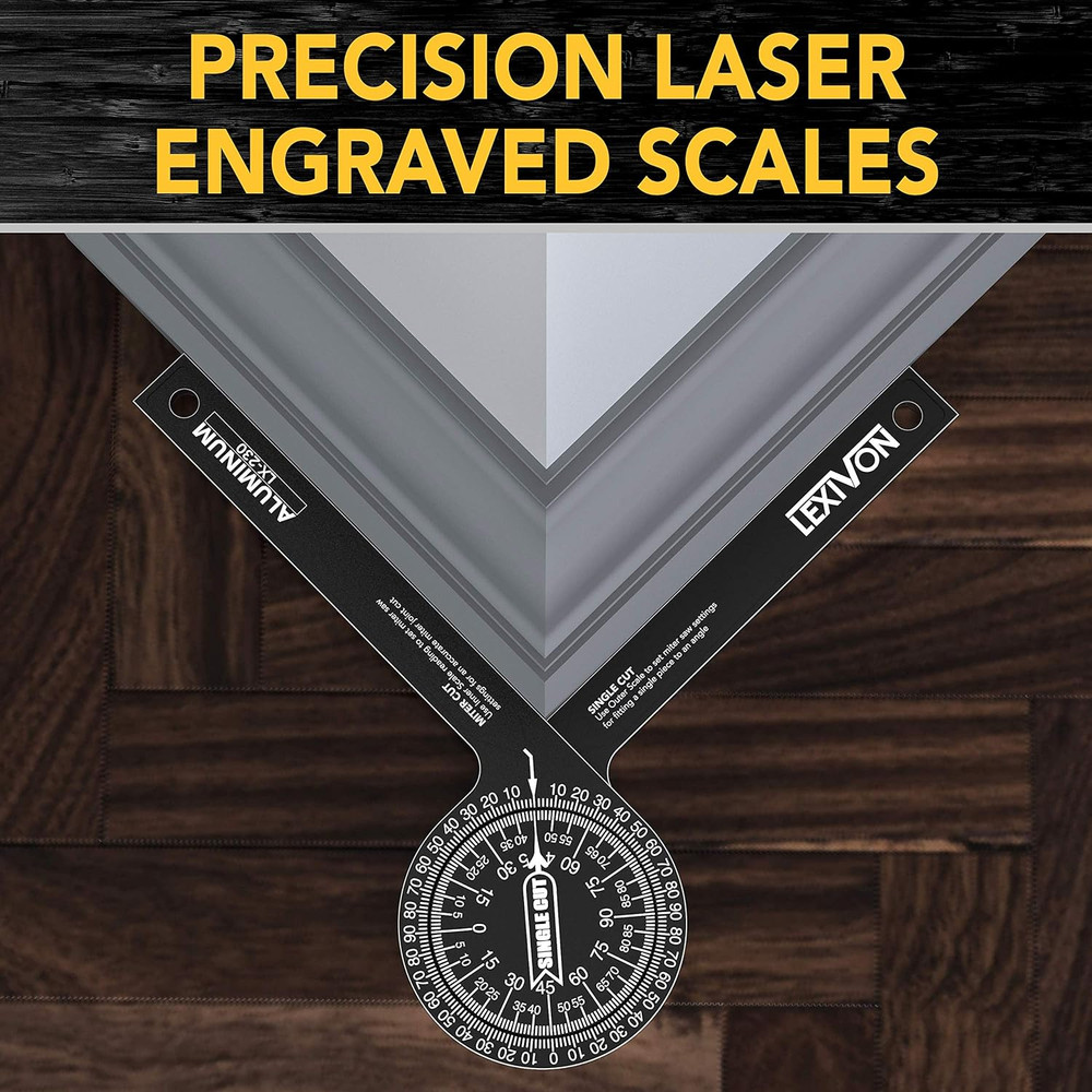 Aluminum Miter Saw Protractor | 7-Inch Rust Proof Angle Finder Featuring Precisi