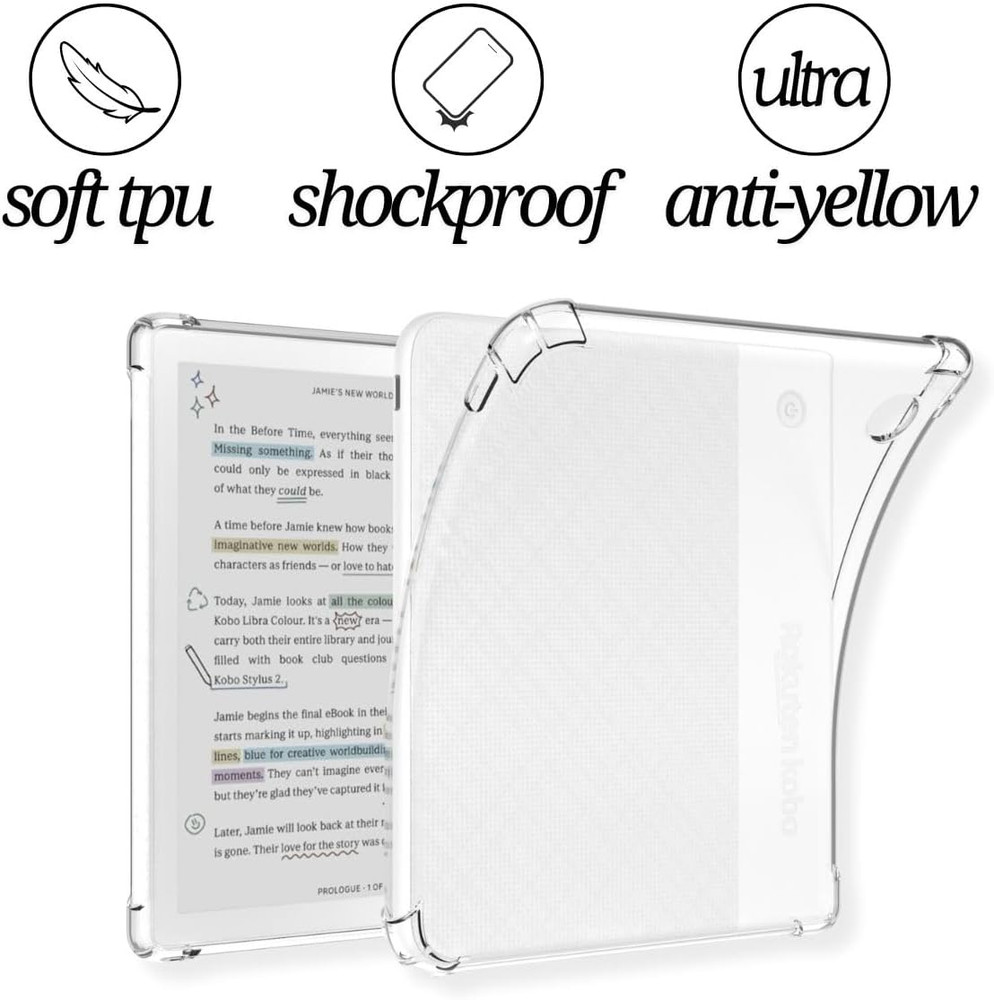 Clear Case for Kobo Libra Colour and Screen Protector, Libra Color Ereader Case