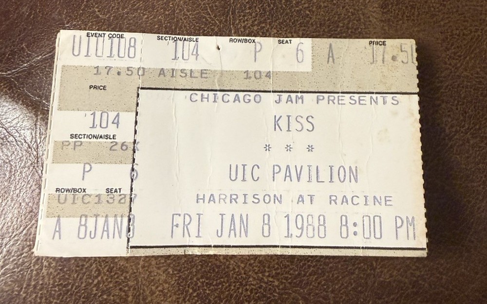 KISS/TED NUGENT RARE CONCERT TICKET STUB CHICAGO, IL 01/08/1988