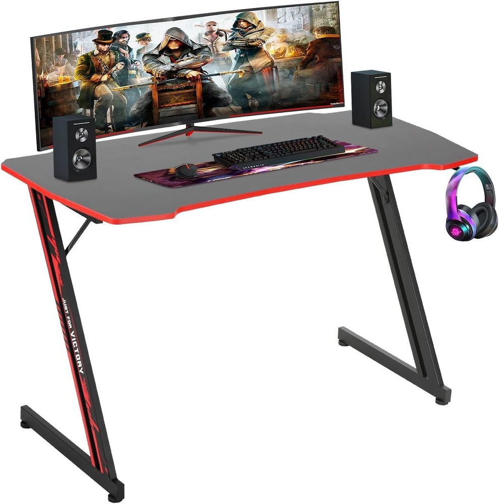 Spacious 47-Inch Ergonomic Gaming Workstation with Adjustable Features in Red