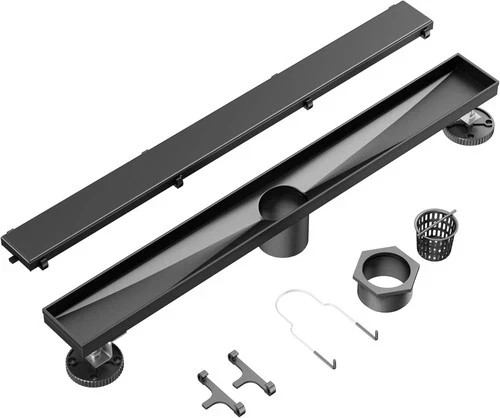 Neodrain 48 in Matte Black Linear Shower Drain- with 2-in-1 Flat & Tile Insert