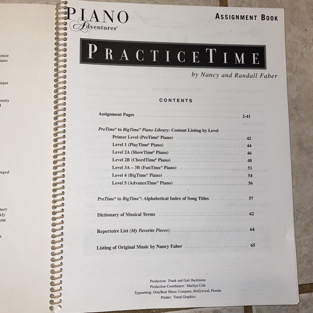 Piano Adventures Practicetime Assignment Book