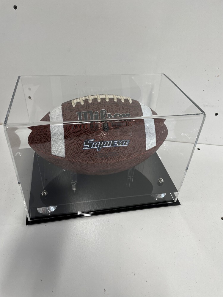 Football Display Case Full Size with Silver Risers two tier base